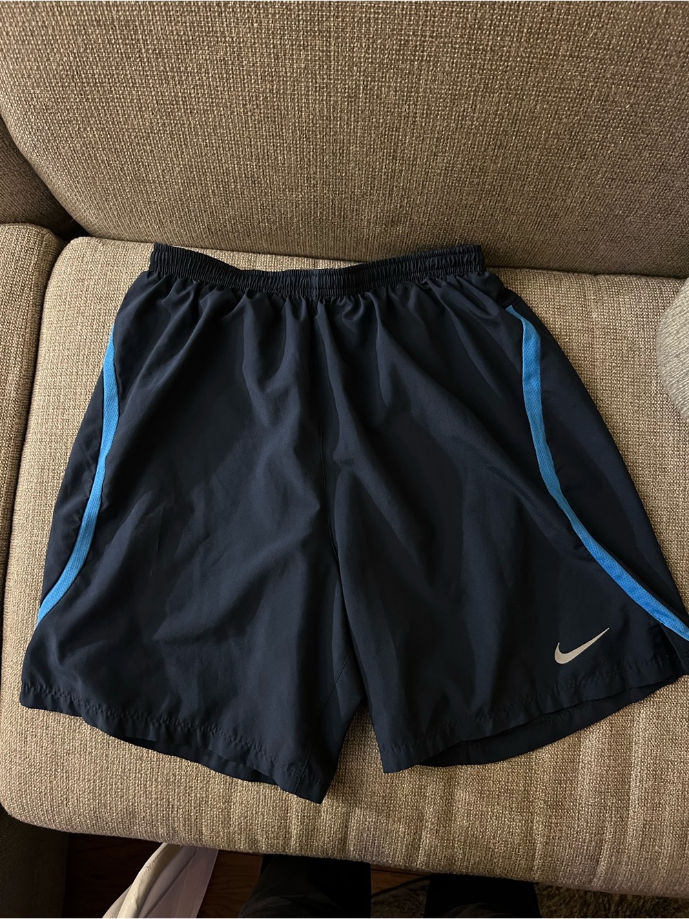 Nike Women's Navy Athletic Shorts with Blue Trim
